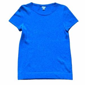 J. Crew Silk Short Sleeve Wool Blue Top | Small